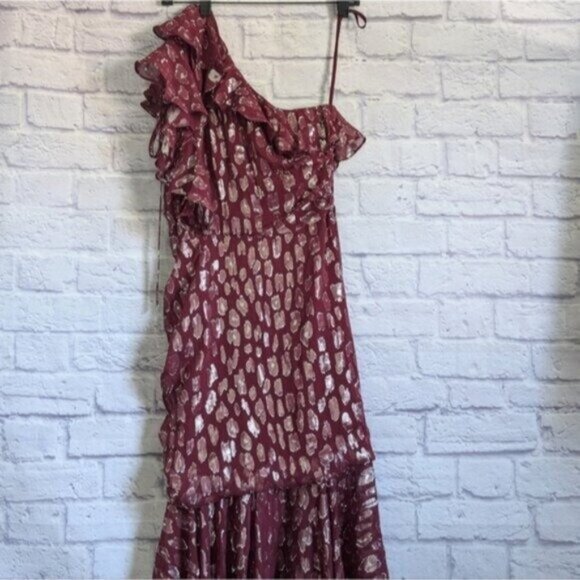 Veronica Beard Leighton Dress 4 Red Silver Metallic Leopard Print Midi Cocktail - Picture 6 of 8